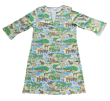 Claiborne Farm Print 3/4 Sleeve Dress