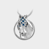 Secretariat Sterling Silver Blue Enamel Pendant Necklace
