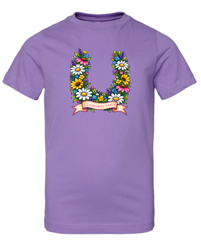 Claiborne Farm Purple Floral Horseshoe Youth T-shirt