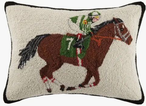 Equestrian Racer hooked Pillow