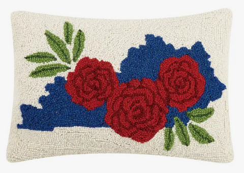 Kentucky Roses Hooked Pillow