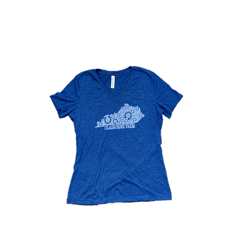 Ladies' Royal Blue Kentucky Horseshoe V-Neck T-Shirt